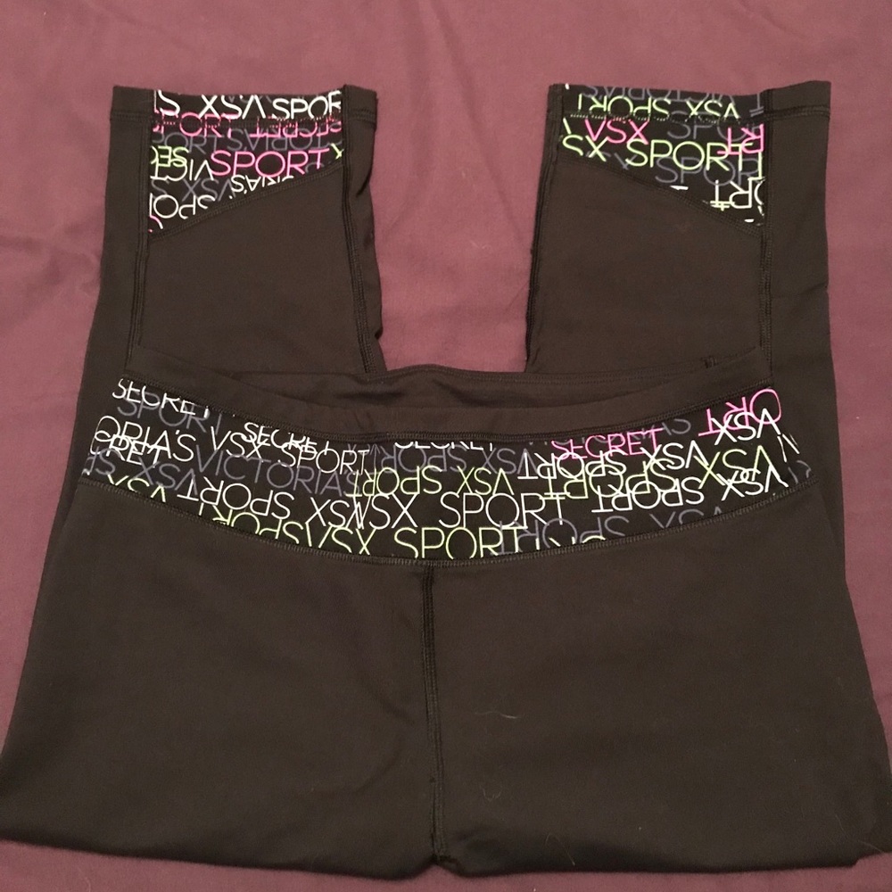 Victoria’s Secret Black Multi-Color Crop Leggings